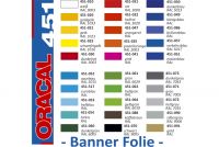 Farbkarte Oracal 451 Banner Folie