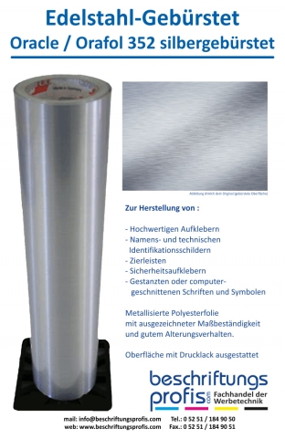 Edelstahloptik, Edelstahlfolie, geschruppt, gebürs - Beschriftungsprofis  Shop