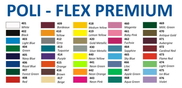 Farbkarte Poli Flex Premium Flexfolie 
